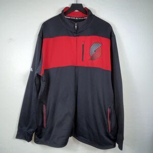 Adidas 2XL Portland Trail Blazers Jacket Basketball NBA Full Zip Men Black & Red